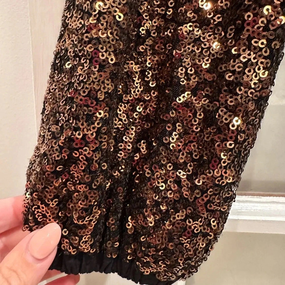 Anthropologie Bl-nk London Gold Sequin Sleeve Sweater Size XXS NWT Flawed Gem - Picture 7 of 16
